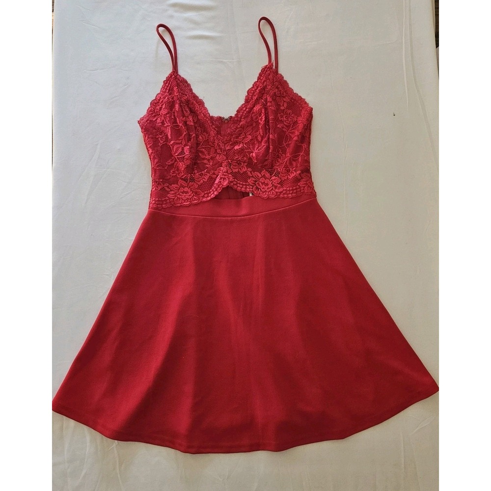 Ruby Red Lavish In‎ Lace Skater Dress Size Small
